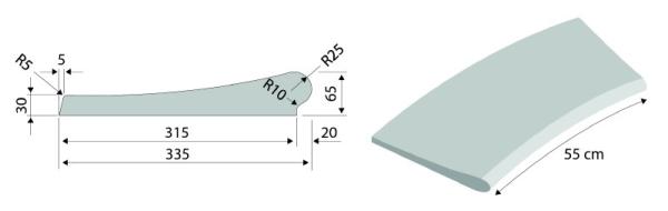 Gobi Poolrandstein, Farbe: Sandfarbe, gekrümmter Winkel, Radius: 2,5m